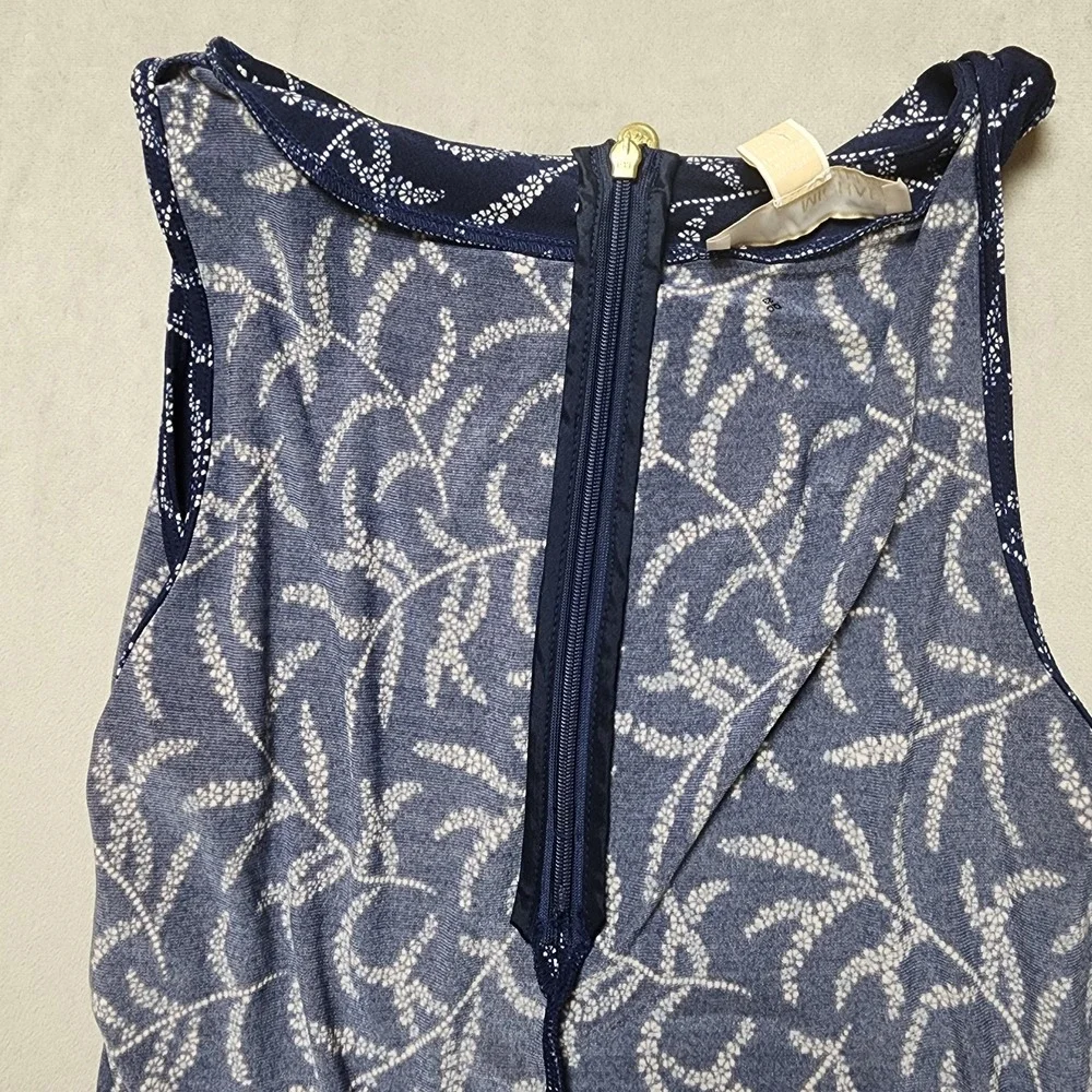 NWT Michael Kors Women's Floral Print Sleeveless Tank Top‎ True Navy Size Small